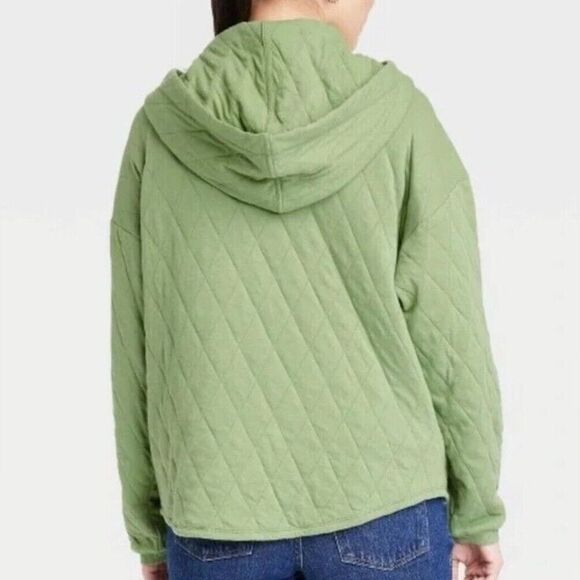 Universal Thread Relaxed Fit Green Diamond Quilted Pullover Hoodie (Size: XS) - Picture 5 of 12